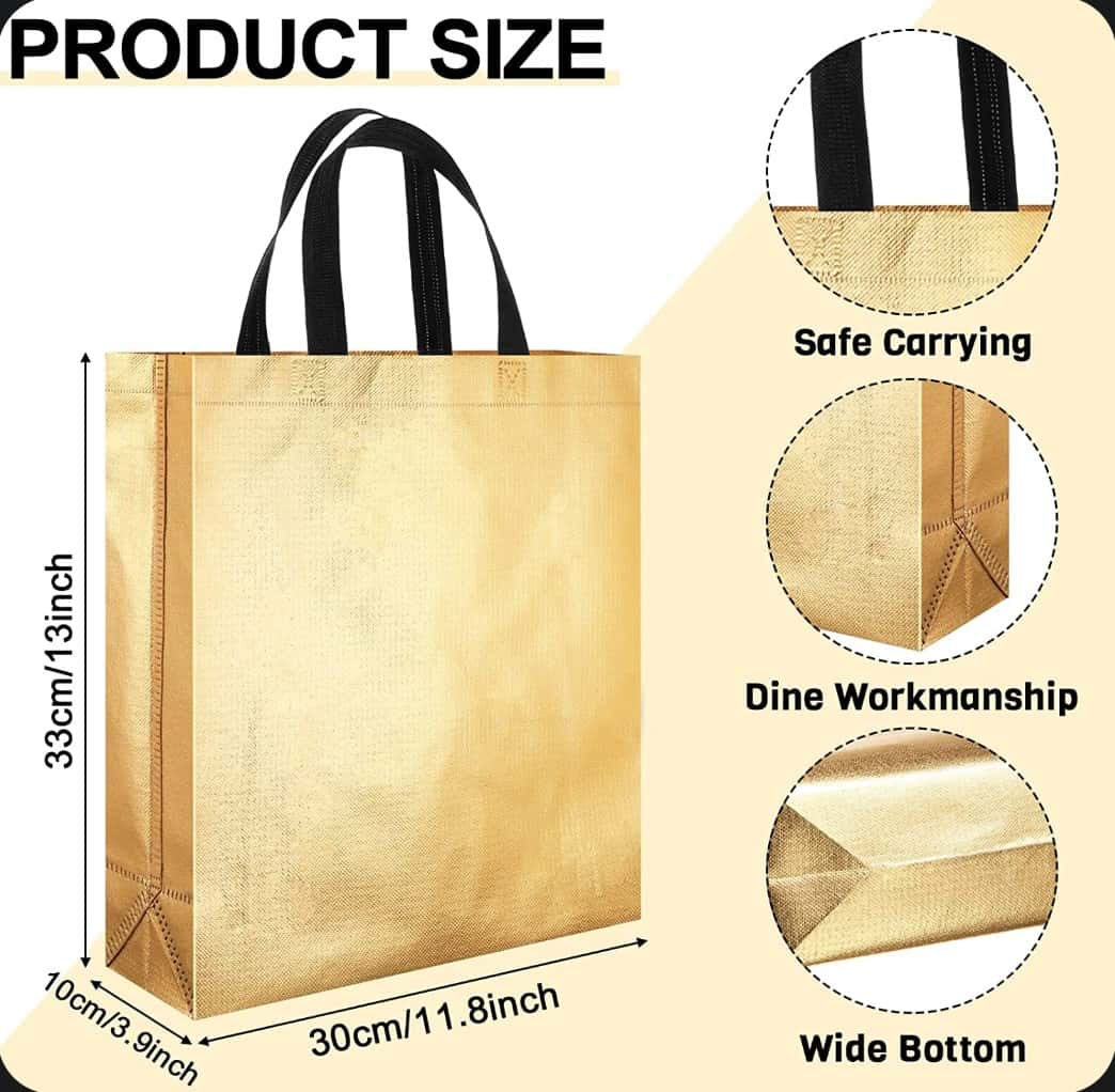 Shopping Bag | Carry Bag for Return Gifts | Non-Woven Gift Bags | Tote Bags (Pack of 10 Pcs)