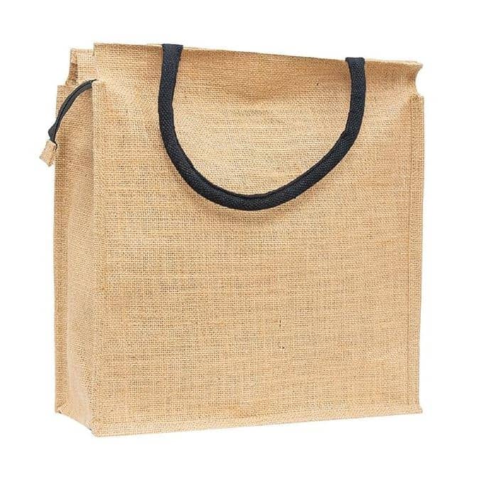 Stonkar Eco-Friendly Jute Shopping Bag | Heavy Duty Reusable Grocery Tote with Zipper | Waterproof Laminated Carry Bag for Vegetables & Market