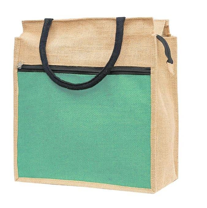 Stonkar Eco-Friendly Jute Shopping Bag | Heavy Duty Reusable Grocery Tote with Zipper | Waterproof Laminated Carry Bag for Vegetables & Market