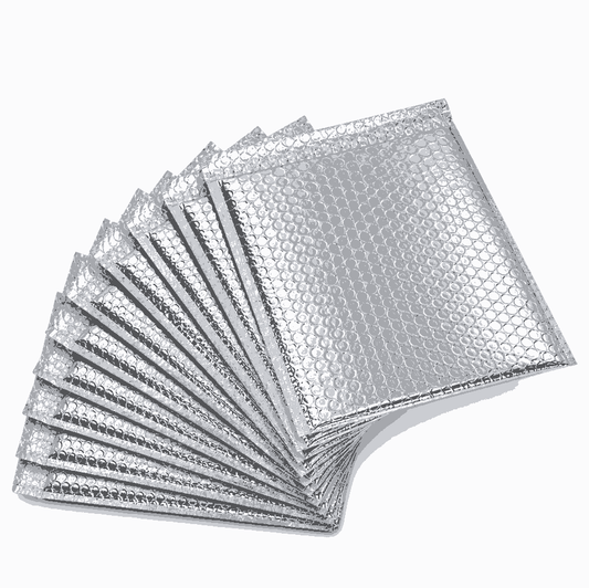Silver Aluminum Insulated Bubble Pouch-Envelope Bag | Instant hot-cold Food Delivery & Transport Medical Supplies | 10" x 8" Inch (Pack of 10 pcs)
